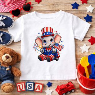 Camiseta De Bebé Elefante Patriótico Adorable