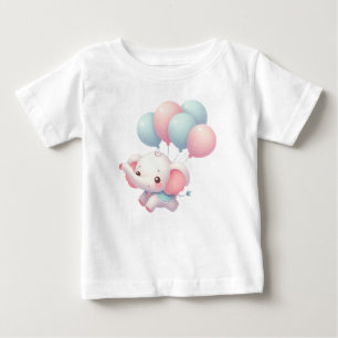 Camiseta De Bebé elefante pequeño lindo con globos