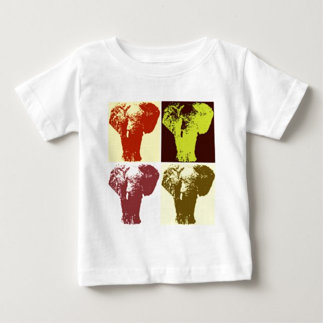 Camiseta De Bebé Elefante Pop Art (Anverso)