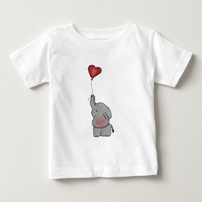 Camiseta De Bebé Elefante que sostiene el globo (Anverso)