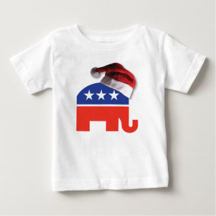 Camiseta De Bebé Elefante republicano con un Gorra de Santa Claus