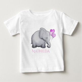 Camiseta De Bebé Elefante rosado personalizado lindo del bebé con