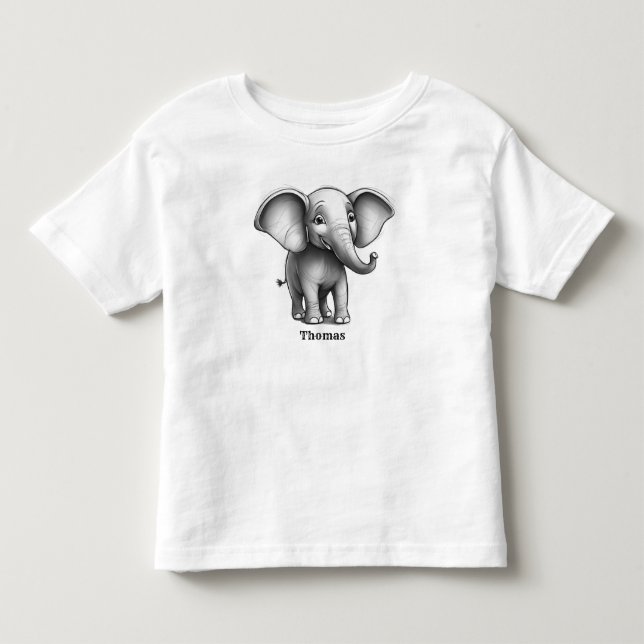Camiseta De Bebé Elefante sonriente personalizado (Anverso)