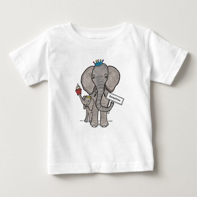 Camiseta De Bebé Elefante y bebé personalizados (Anverso)