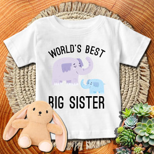 Camiseta De Bebé Elefantes Adorables 🐘 La Mejor Hermana Mayor WH