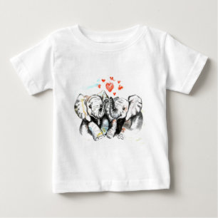 Camiseta De Bebé Elefantes Familia Bebé Camiseta Pintando amor
