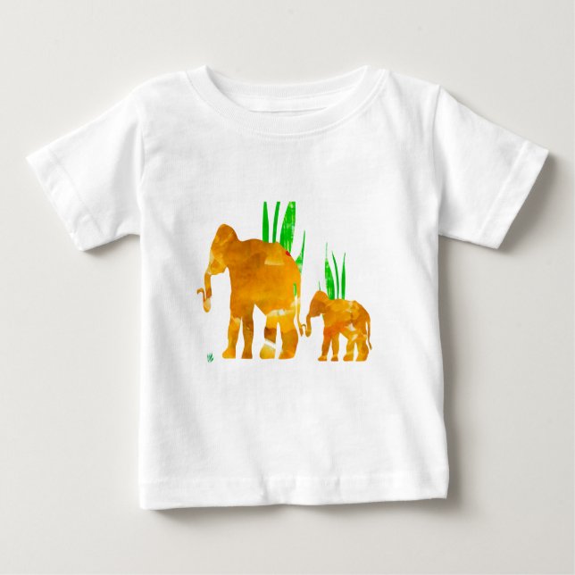 Camiseta De Bebé Elefantes que marchan de Brown (Anverso)