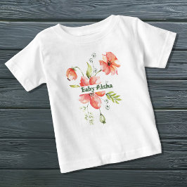 Camiseta De Bebé Elegante acuarela Floral Baby T-Shirt | Recién nac