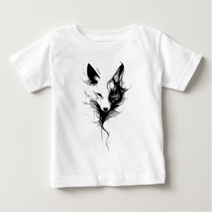 Camiseta De Bebé Elegante arte de lobo blanco en tinta negra
