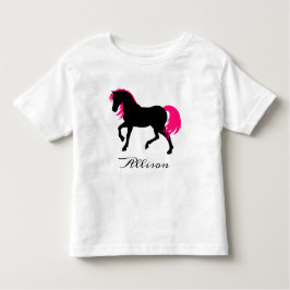 Camiseta De Bebé Elegante blanco negro lindo y caballo rosado calie