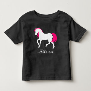 Camiseta De Bebé Elegante blanco negro lindo y caballo rosado calie