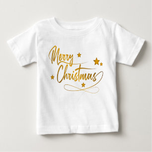 Camiseta De Bebé Elegante caligrafía de oro festivo Feliz Navidad