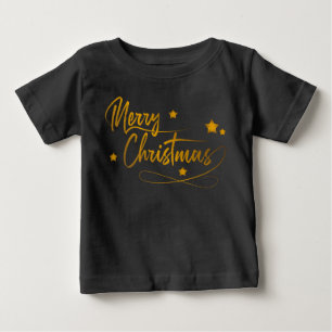 Camiseta De Bebé Elegante caligrafía de oro festivo Feliz Navidad