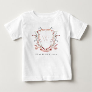 Camiseta De Bebé Elegante Escudo de acuarela de flores silvestres r