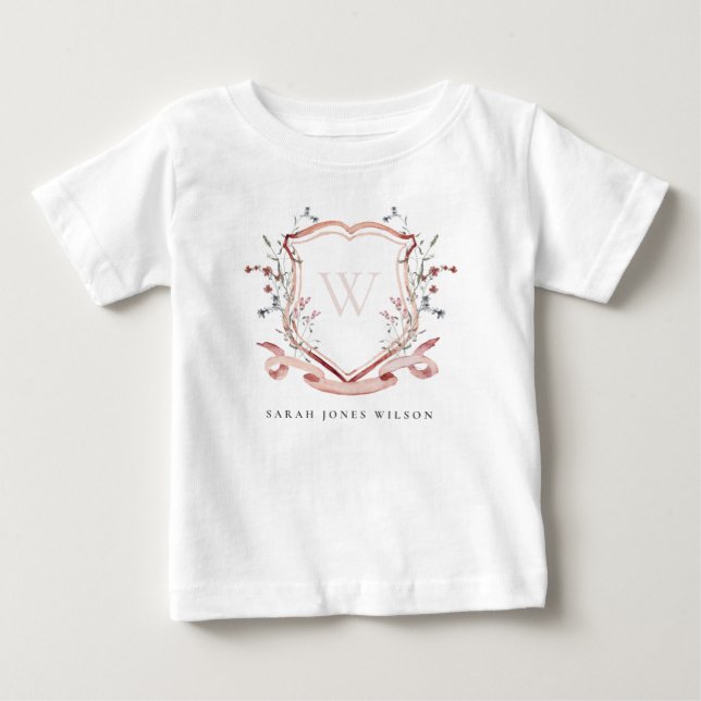 Camiseta De Bebé Elegante Escudo de acuarela de flores silvestres r (Anverso)