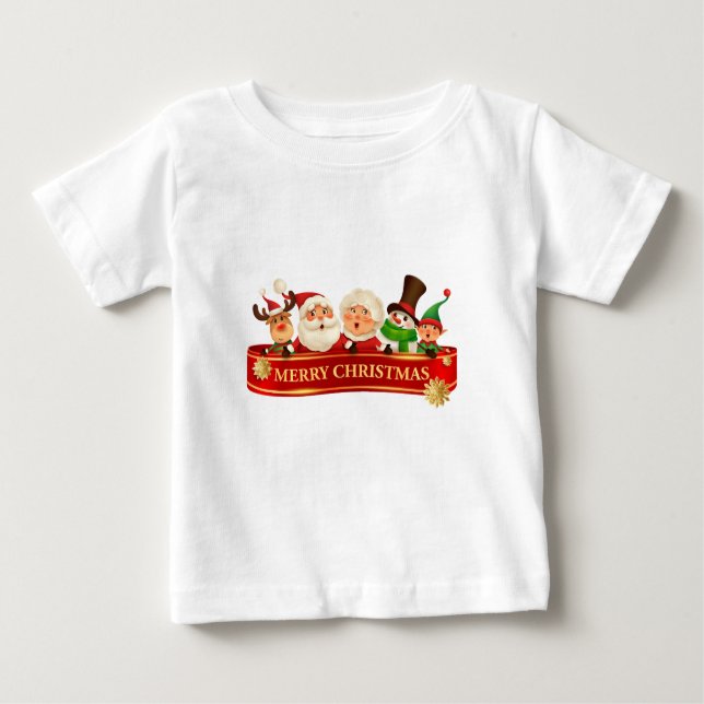 Camiseta De Bebé Elegante Feliz Feliz Navidad, Feliz Año Nuevo (Anverso)
