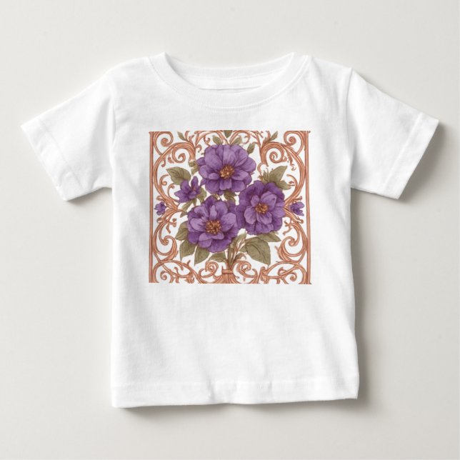 Camiseta De Bebé Elegante floral vintage nouveau (Anverso)