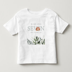 Camiseta De Bebé Elegante Foliage de León Cute Boho 7 cumpleaños