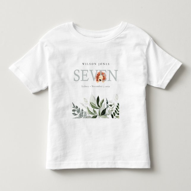 Camiseta De Bebé Elegante Foliage de León Cute Boho 7 cumpleaños (Anverso)