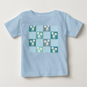 Camiseta De Bebé Elegante patrón floral de tablero de ajedrez sin c
