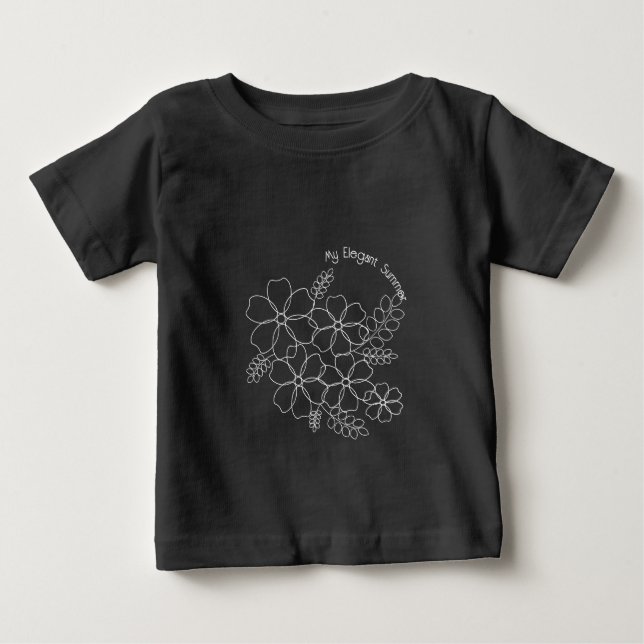 Camiseta De Bebé Elegante patrón simple de flores de verano (Anverso)