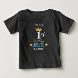 Camiseta De Bebé Elegante personalizado 1 cumpleaños corona de oro 