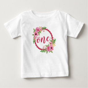 Camiseta De Bebé Elegante Primera Guerra Floral de cumpleaños Rom