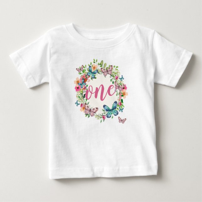 Camiseta De Bebé Elegante Primera Guerra Floral de cumpleaños | Ruf (Anverso)