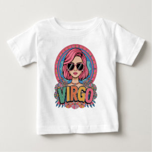 Camiseta De Bebé Elegante retro Virgo mujer Zodiac Rótulo colorido