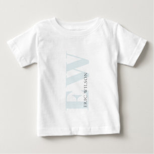 Camiseta De Bebé Elegante Sencillo Mínimo De Niños Azules Nombre Mo
