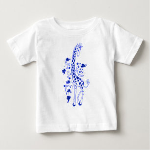 Camiseta De Bebé Elegante té de jirafa para niños ~Azul