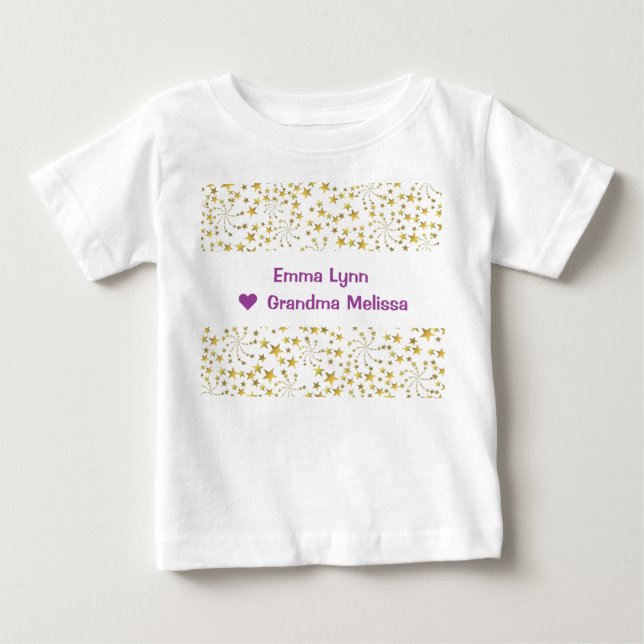 Camiseta De Bebé Elegante y elegante estrellas de oro de moda nombr (Anverso)