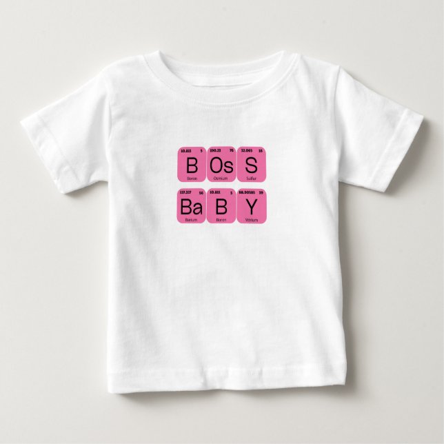 Camiseta De Bebé Elemento de tabla periódica de bebé de Pink Boss (Anverso)