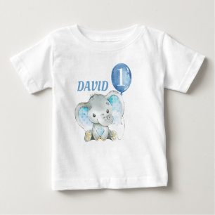 Camiseta De Bebé Elephant Jungle Blue Baby Boy Cumpleaños