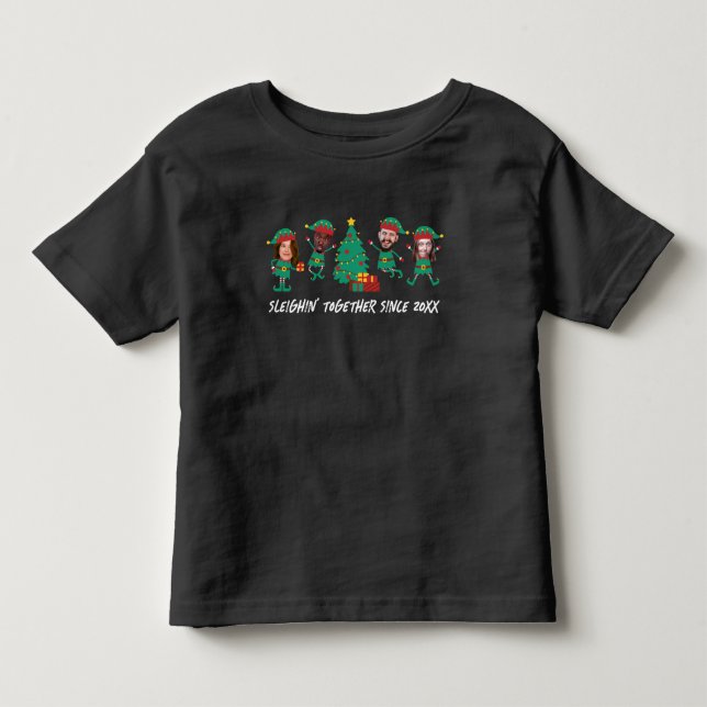 Camiseta De Bebé Elf, Navidades de fotografía de cara divertida y p (Anverso)