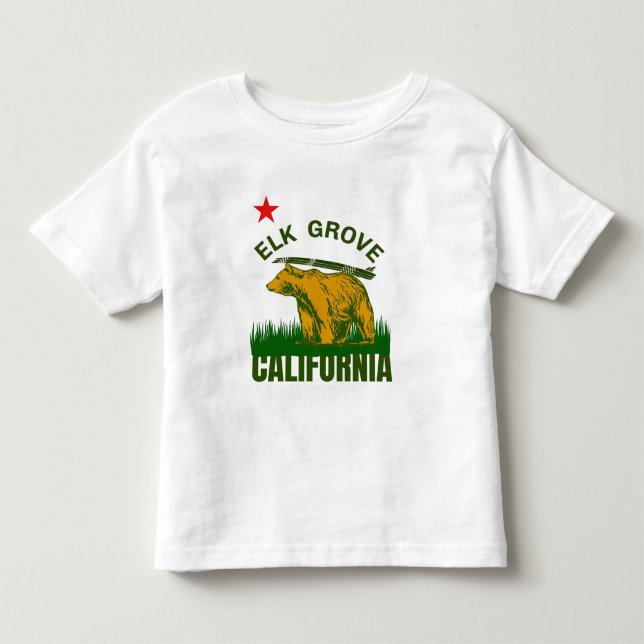 Camiseta De Bebé Elk Grove California Beach Flag Bear Surf CA T-Sh (Anverso)