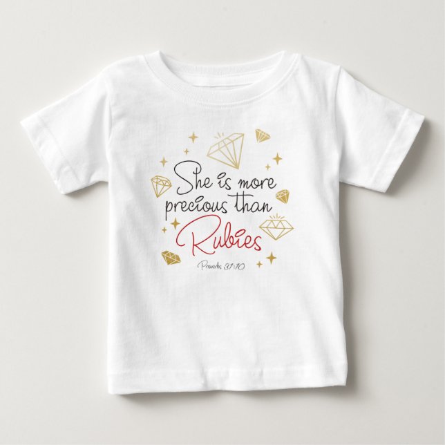 Camiseta De Bebé Ella Es Más Preciosa Que Rubies Bodysuit (Anverso)