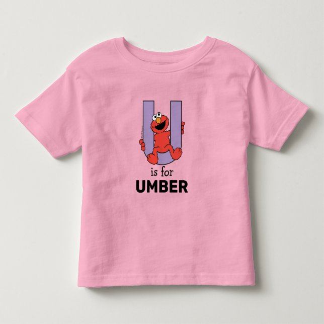 Camiseta De Bebé Elmo Alfabeto | U Morado (Anverso)