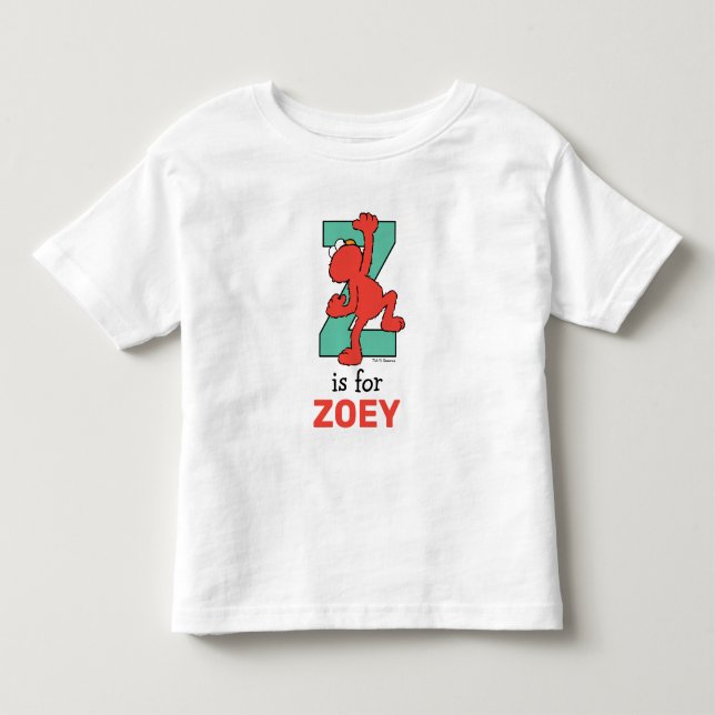 Camiseta De Bebé Elmo Alfabeto | Z Azul Turquesa (Anverso)