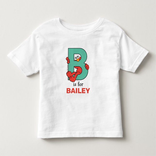 Camiseta De Bebé Elmo Alphabet | B VERDE AZULADAS (Anverso)
