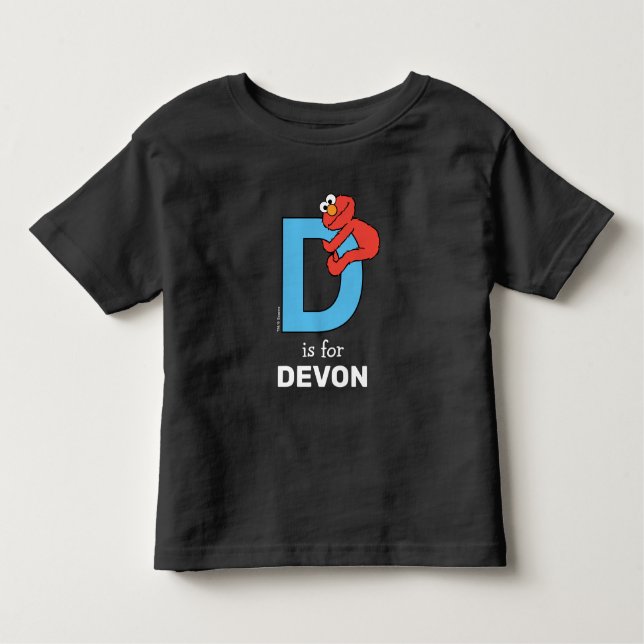 Camiseta De Bebé Elmo Alphabet | D Azul (Anverso)