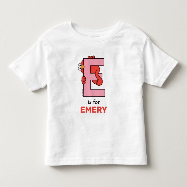 Camiseta De Bebé Elmo Alphabet | E Rosa (Anverso)