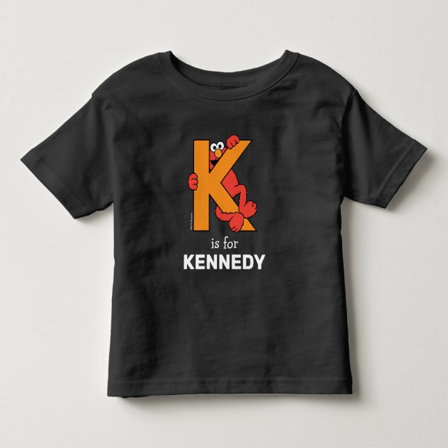 Camiseta De Bebé Elmo Alphabet | NARANJA K (Anverso)