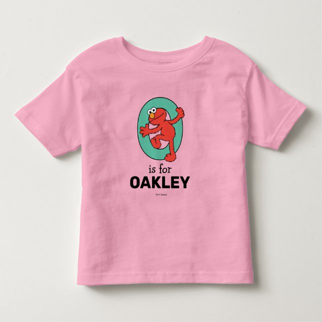 Camiseta De Bebé Elmo Alphabet | O VERDE AZULADO (Anverso)