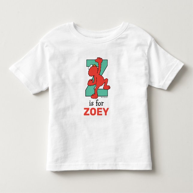 Camiseta De Bebé Elmo Alphabet | Z VERDE AZULADO (Anverso)