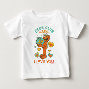 Camiseta De Bebé Elmo sosteniendo su pez de colores mascota