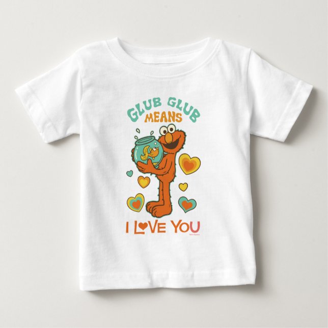 Camiseta De Bebé Elmo sosteniendo su pez dorado mascota (Anverso)