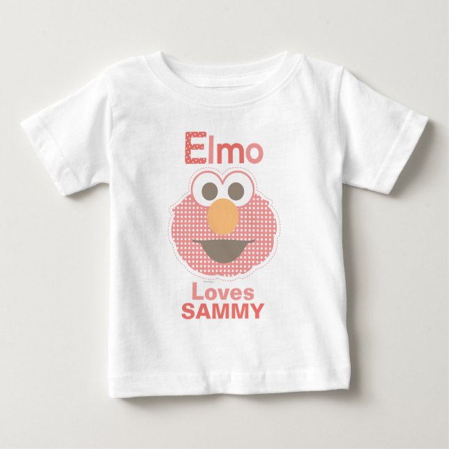 Camiseta De Bebé Elmo te ama | Añadir su nombre (Anverso)
