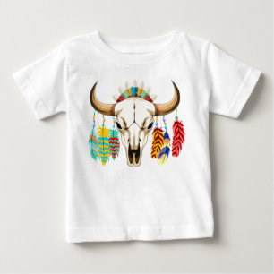 Camiseta De Bebé Emblema de cráneo de búfalo nativo americano