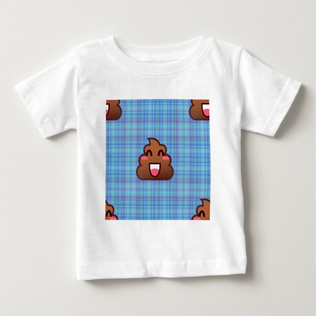 Camiseta De Bebé emoji de caca de plaid (Anverso)